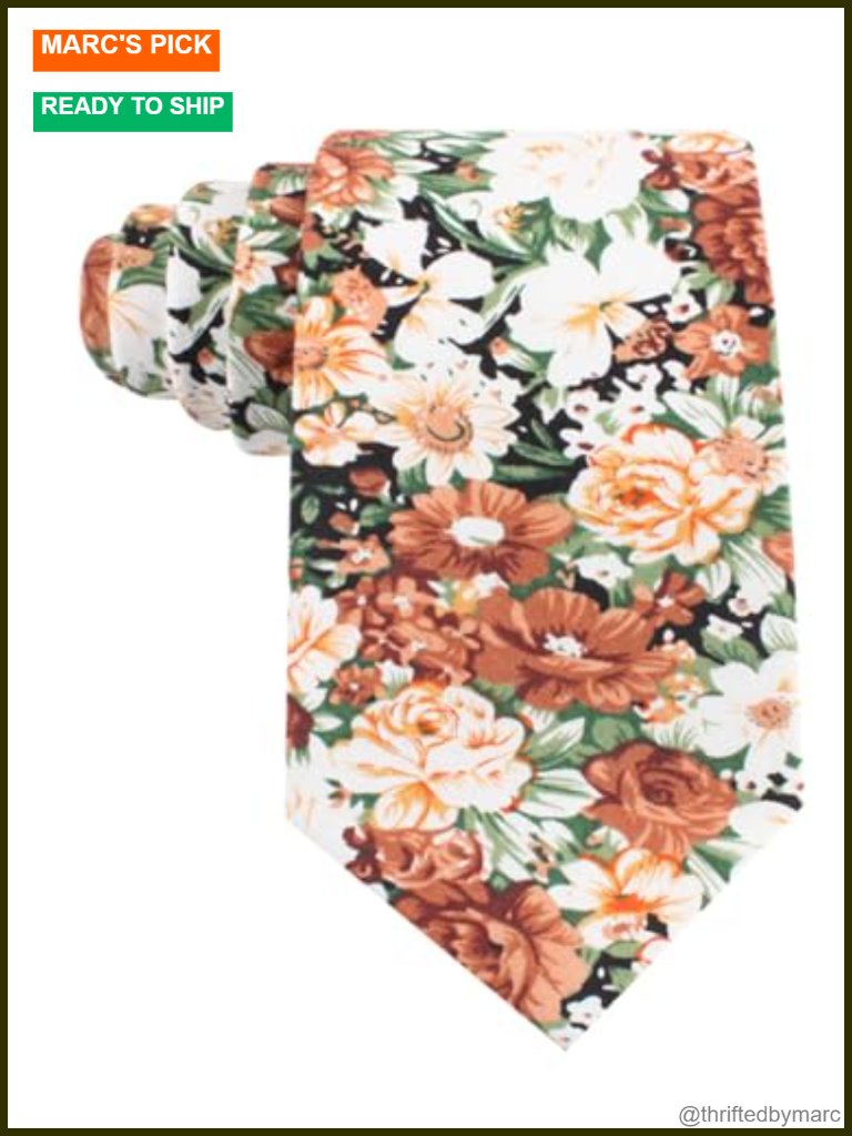 Handcrafted Formal Necktie For Men - Floral Pattern - Groomsmen Wedding Tie